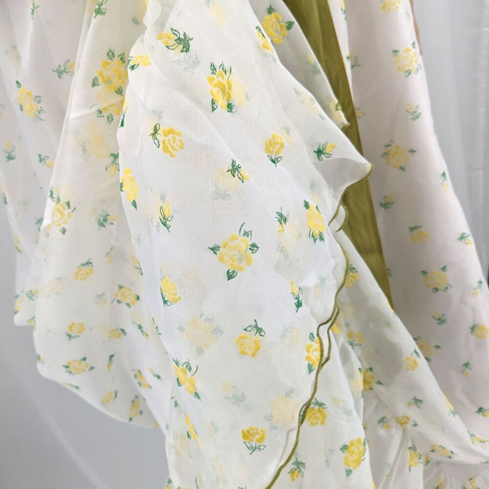 Vintage 70s Montgomery Ward Dress Prairie Gown Floral Velvet Cottage Southern 4 - Picture 15 of 16